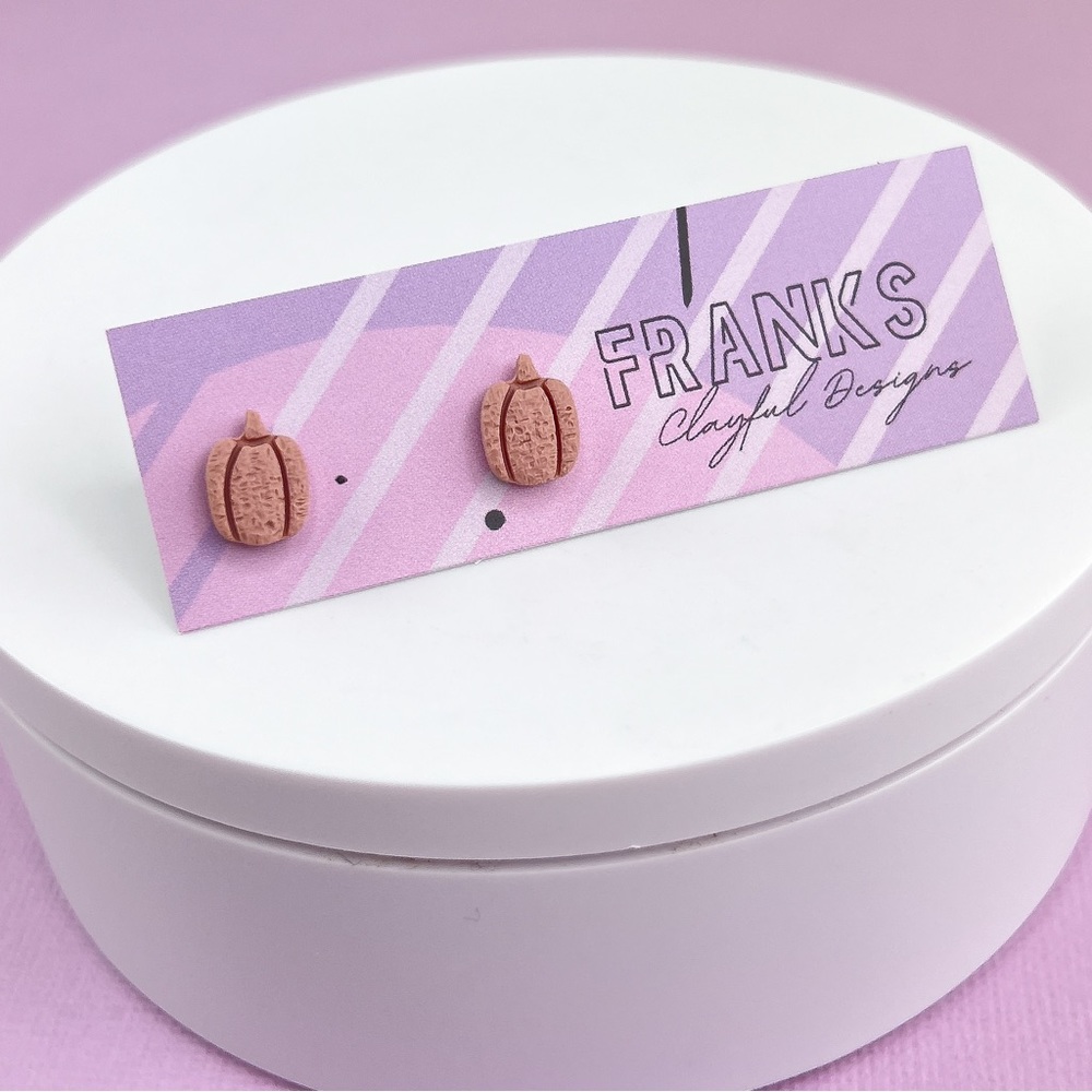 Textured Pumpkin Handmade Polymer Clay Small Stud Earrings